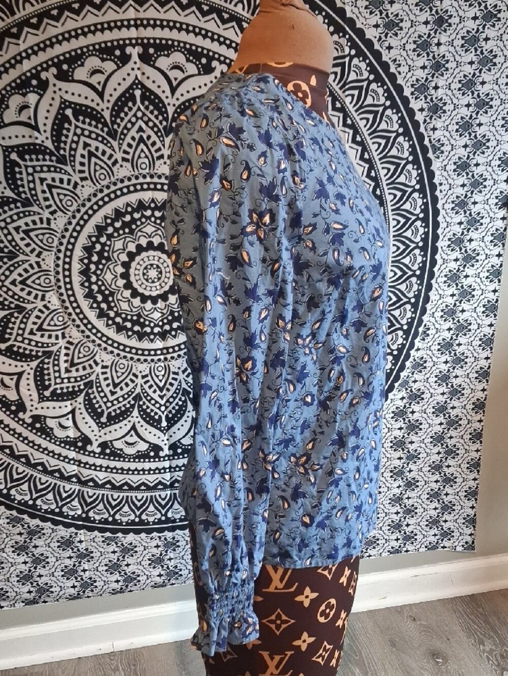 J. Crew Blue Floral Puff-Sleeve Top - Picture 3 of 6